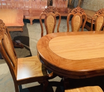 BÀN ĂN 8 GHẾ GỖ CĂM XE MẶT GÕ ĐỎ