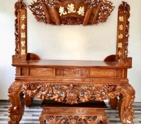 Sập cúng rồng chân 22 gỗ gõ đỏ giá rẻ tại xưởng