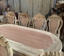BÀN ÂN OVAL TRÀM 8 GHẾ