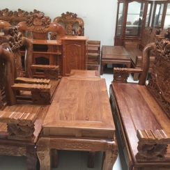 SALON TRIỆN RỒNG BÁT TIÊN 12 GỖ HƯƠNG ĐÁ GỒM 6 MÓN