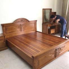 Giường đình cong gỗ gõ Nam Phi 1m6 *2m