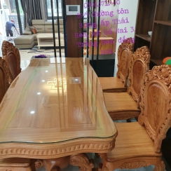BÀN ĂN LU-I 6 GHẾ GÕ ĐỎ  HÀNG ĐẸP, CAO CẤP