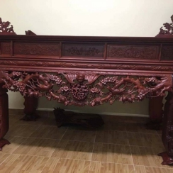 Sập cúng rồng chân 22 gỗ gõ đỏ giá rẻ tại xưởng