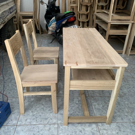 BÀN HỌC 2 GHẾ GỖ TRÀM 02